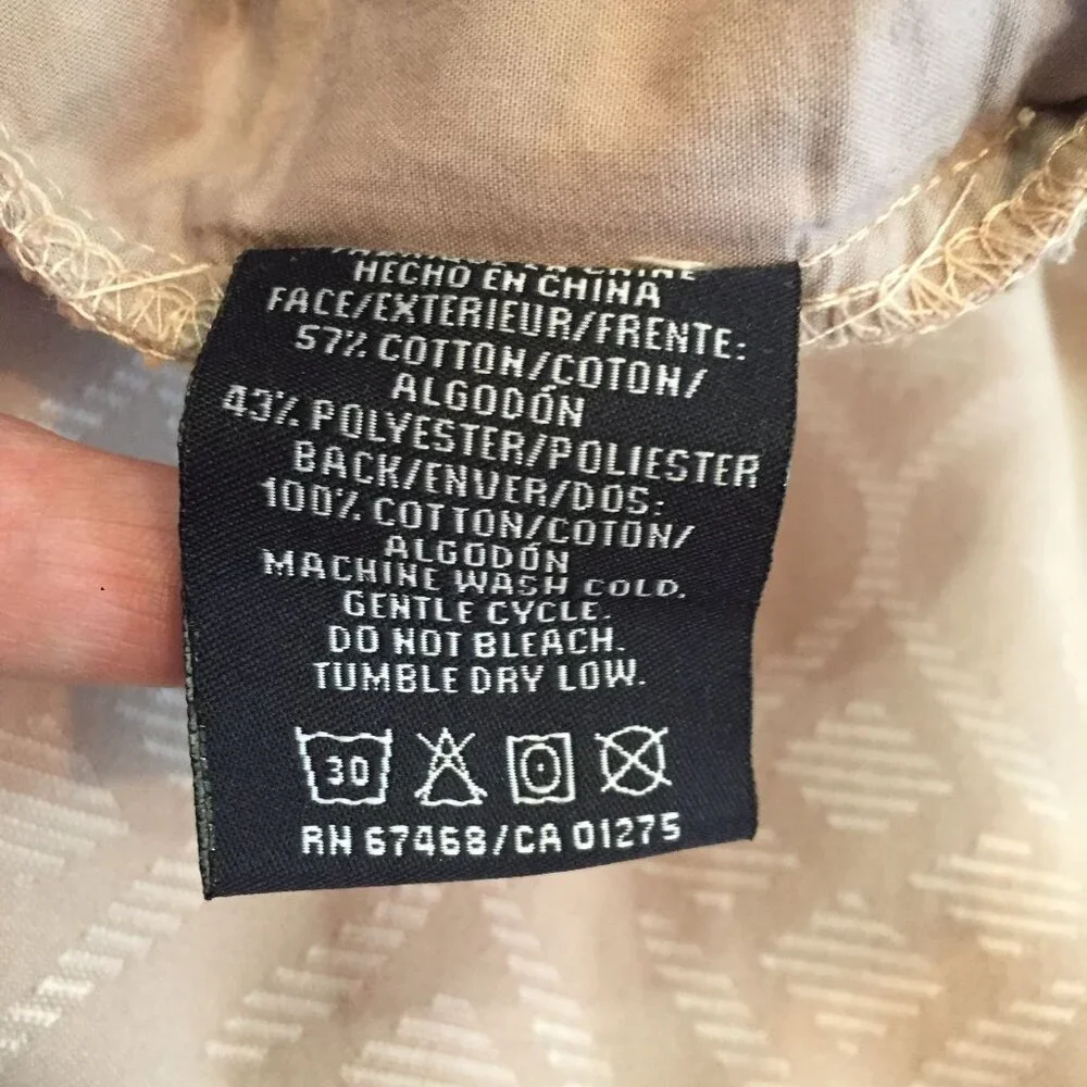 Nautica Queen Duvett Cover Taupe Patterned Buttons Cotton & Polyester 90 X 102